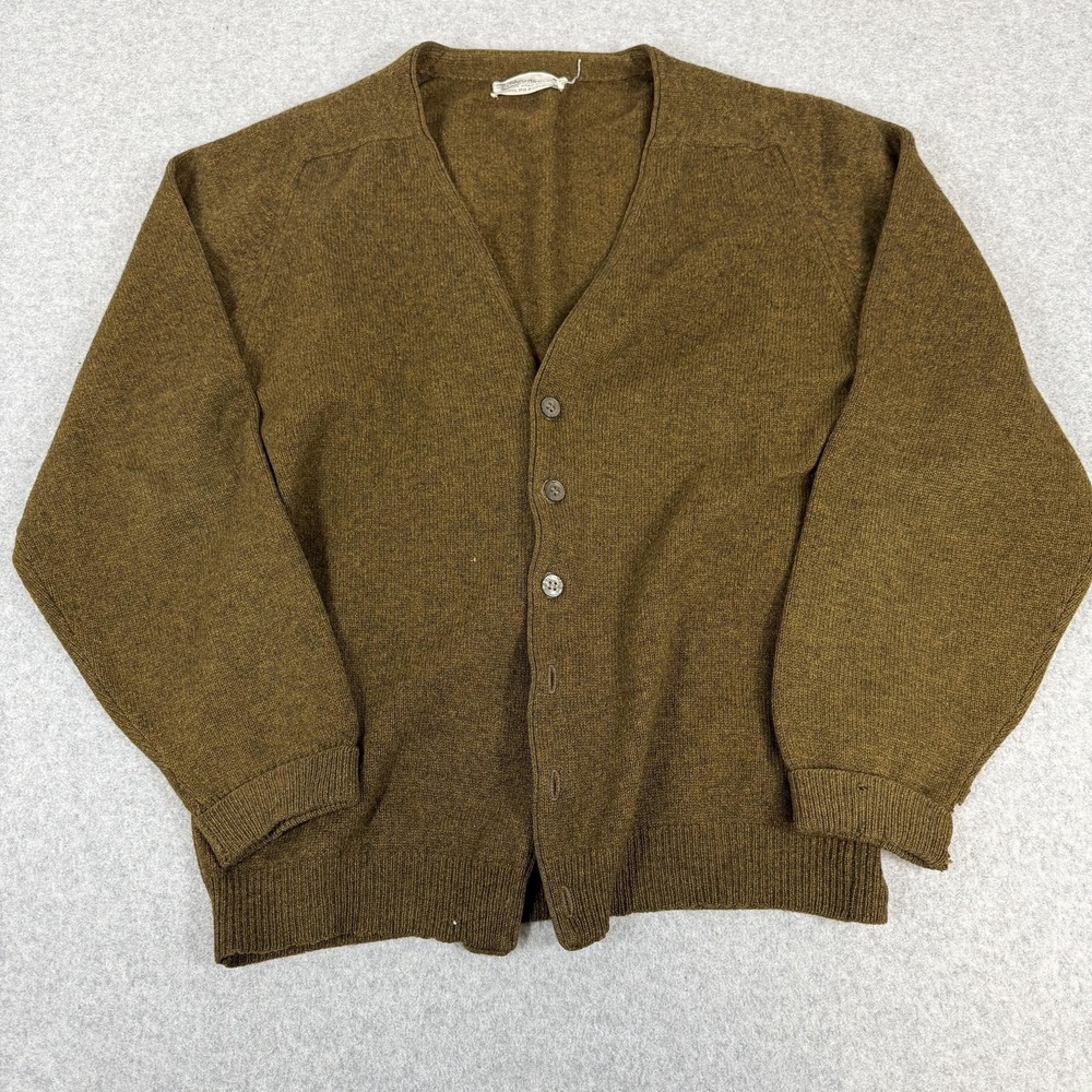 Vintage Bernhard Altmann Sweater Mens Large Brown Wool Cardigan V Neck Scotland
